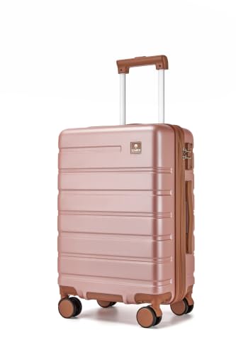 Image of Carry on Luggage 20Inch Expandable Suitcase 22 * 14 * 9, Rose Gold | YKK Zipper, TSA Lock,Expandable,Silent Universal Wheels,100% PC Hardshell, 21.65x14.17x9.25