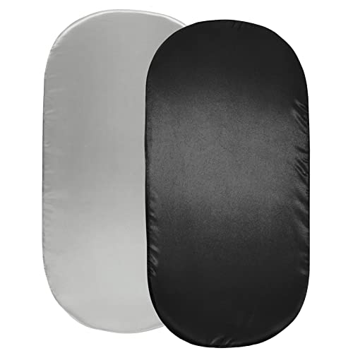 Image of SiinvdaBZX 2 Pcs Satin Bassinet Sheets for Baby Boy, Silky Soft Bassinet Fitted Sheets for Hourglass, Oval & Rectangular Bassinet Mattress (Light Grey & Black)