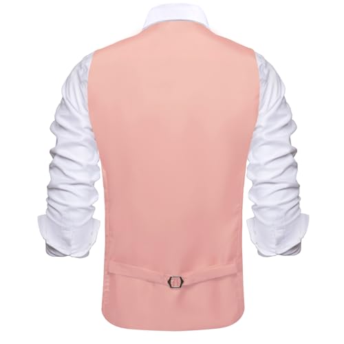 Image of Hi-Tie Men's Formal Suit Vest Solid Fit Vest for Men 3 Pockets V Neck Waistcoat Business Wedding Casual