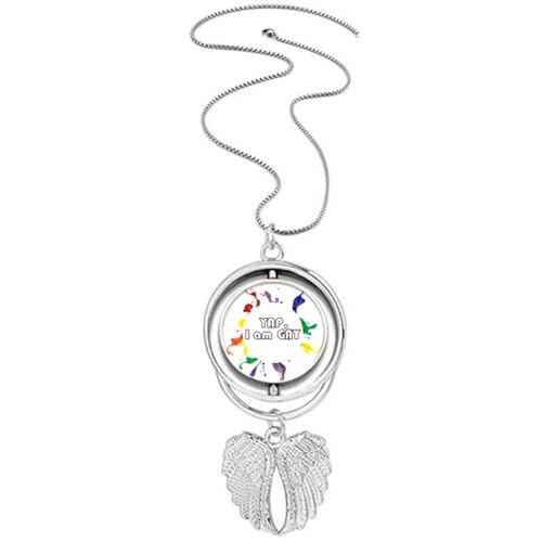 Collier LGBT pendentif drapeau arc-en-ciel ailes d'ange accessoire marche des fiertés