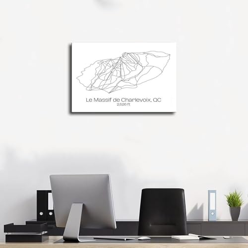 Carte des sentiers de Mont Charleva affiche sur toile 50x75 cm pour decoration de salon