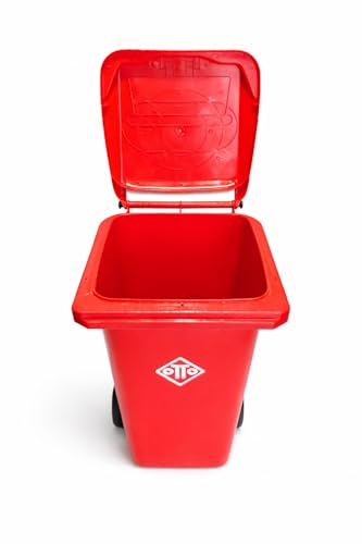 Image of OTTO Plastic Manual-Lift Garbage Waste Dustbin with Wheels 120 Ltr Red