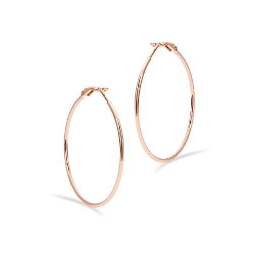 Image of PAVOI Gold Hoop Earrings for Women, 14K Gold Plated Paddle-Back Hoops | Large Hoop Earrings, Lightweight Hoops, Gold Hoops, 925 Sterling Silver Posts