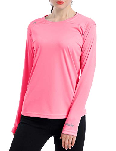 Women's UPF 50+ UV Sun Protection Shirt Outdoor Performance Long Sleeve Rash Guard Shirts for Hiking,Swim,Fishing (Red,S)