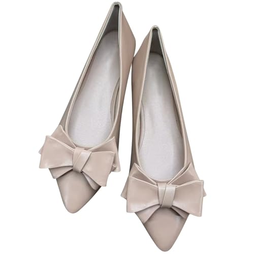 Image of TN TANGNEST Flats Shoes Women Comfort Casual Loafers | Classic Pointed Toe Bowknot Flats Cute Slip On Flats, Wear to Work Travel Walk
