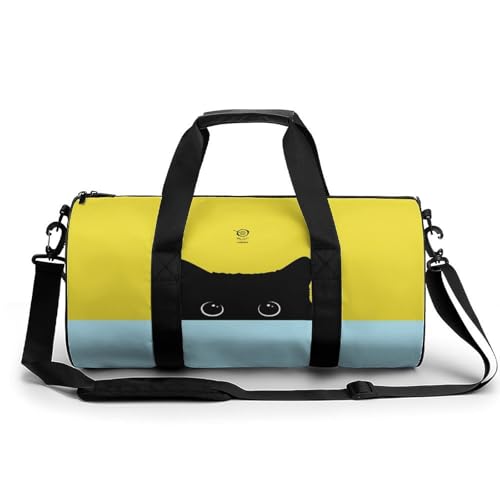 Sac de sport chat noir et jaune 45cm résistant pour le voyage