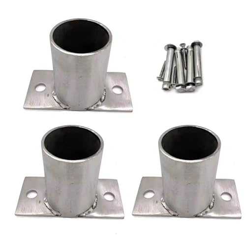 Genérico Juego de Bases de Anclaje Redondas de Alta Resistencia para Postes - Paquete de 1, 3, 5 o 10 Unidades - Soportes de Acero para cercas, Aptos para montajes en Madera y hormigón - Duraderos, d