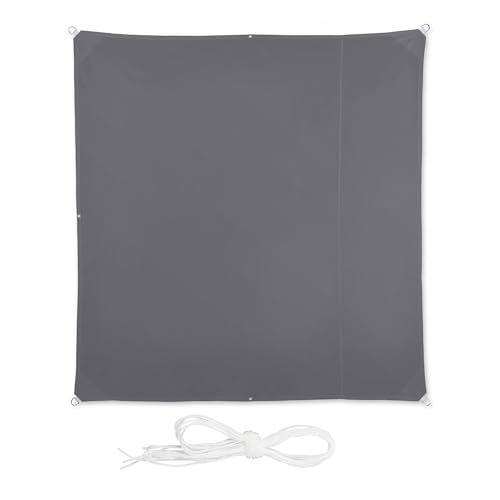 Toldo vela cuadrado impermeable de 2x2m gris con cuerdas tensoras 2