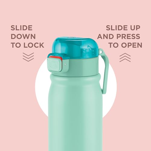 Image of MILTON Reva 1000 ISI Certified Stainless Steel Water Bottle with Twin Lid Sip or Gulp, 1 Litre | Single Wall, BPA-Free, Leakproof | Sturdy Handle | Ideal for Home, Office, Gym & Travel, Aqua Green