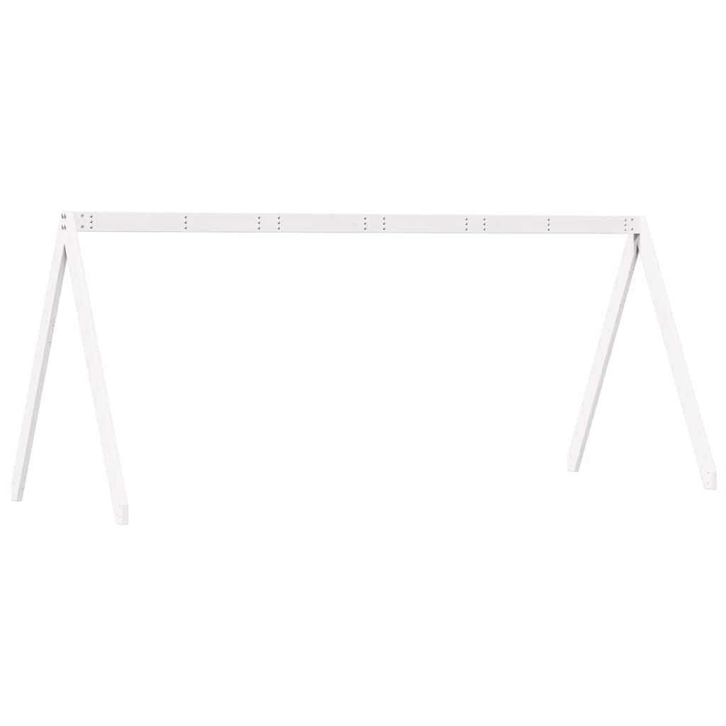 Techo para cama infantil, color blanco, madera maciza de pino, 199 x 95,5 x 88 cm, accesorio para casa de juegos, con lado abierto para habitación infantil, zona de dormitorio estable y