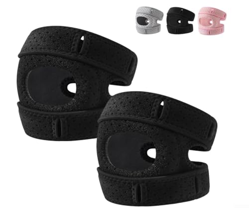Codera ajustable para aliviar el dolor, soporte antideslizante transpirable con almohadillas de silicona para tenis, golf y correr, rosa, paquete de 2 (negro-2 piezas)