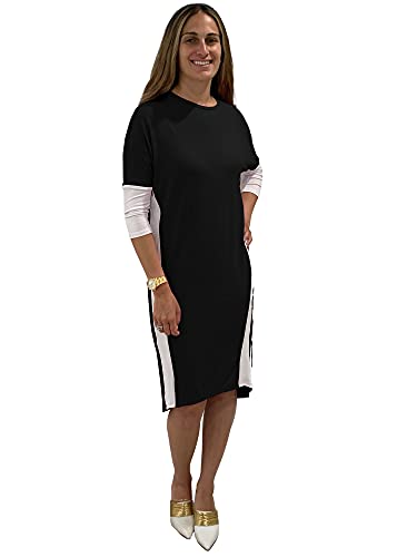 BABY O Women's Color Blocked Stretch Knit Slim Modest Long Dress