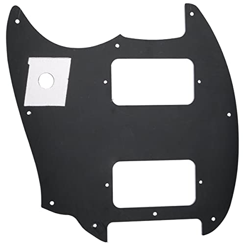 Image of Musiclily Pro 9 Holes Round Corner HH Guitar Pickguard 2 Humbuckers for Squier Bullet Series Mustang Electric Guitar, 3Ply Black