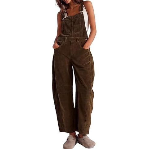 D-Sun Women's Baggy Corduroy Overalls Jumpsuit Cover