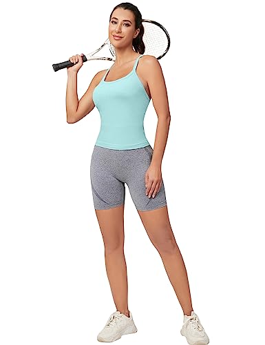Image of MathCat Workout Tank Tops for Women with Built in Bra, Sleeveless Gym Tops Seamless Racerback Athletic Yoga Shirts