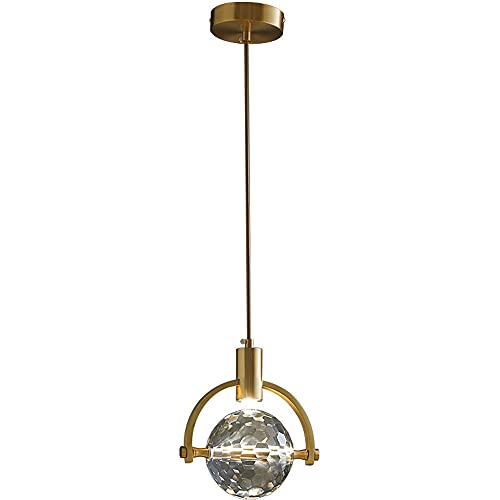 Luminaire suspendu LED cristal et laiton nordique pour grand salon moderne