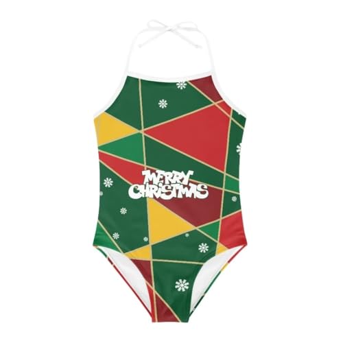 Image of Christmas Kids One-Piece Halter Swimsuits Beach Swimwear Bathing Suit for 3-10 Years Girls
