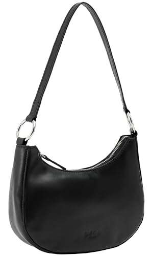 Gusti Umhängetasche Leder - Kylie Damen Handtasche Schultertasche kleine Tasche Stadttasche Ledertasche Vintage Schwarz Leder