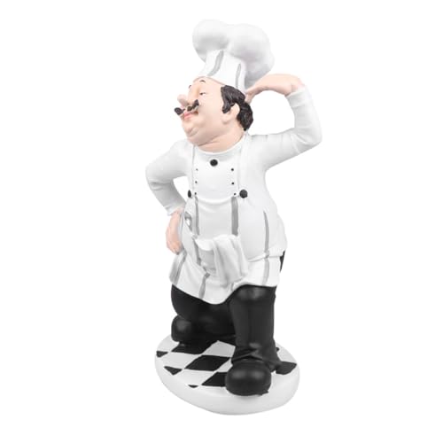 Statue chef en résine blanche stable pour déco restaurant sans chute