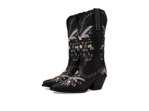 Image of Dingo Womens Full Bloom Floral Round Toe Casual Boots Knee High Mid Heel 2-3 inch