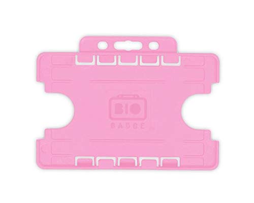 Eco Freindly ID Card Holders, Dual Sided, Landscape, 100 Pack (Pink)
