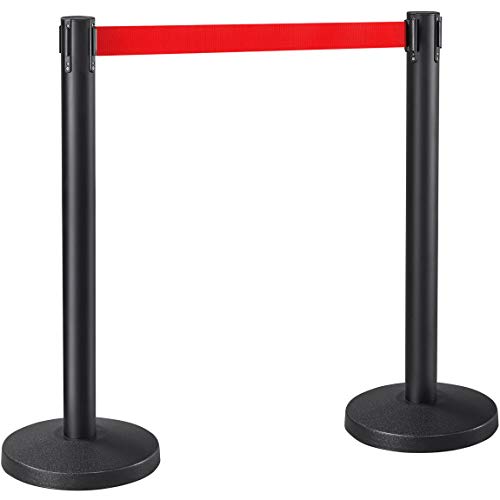 Yaheetech 2 Poteaux de Guidage Barrière de Sécurité Passage pour la Contrôle de Foules Poteaux de Balisage avec 2 Rubans Rétractables de 200cm - 92cm de...