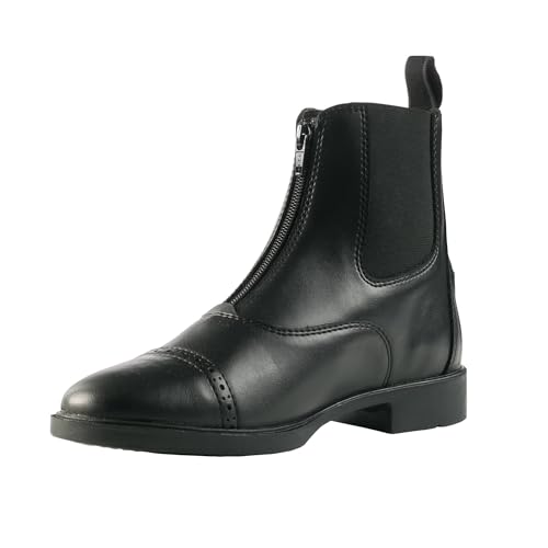 HORZE - Horze Wexford Women's Equestrian Synthetic Leather Zip-Up Schooling Paddock Boots - Black - 6.5
