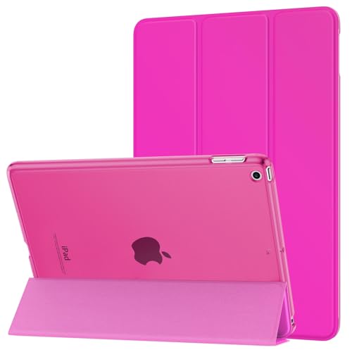 MoKo Funda Compatible con 2018/2017 iPad 9.7 6th/5th Gen, Ultra Delgado Función de Soporte Protectora Plegable Cubierta Inteligente Trasera Transparente, Pitaya Roja