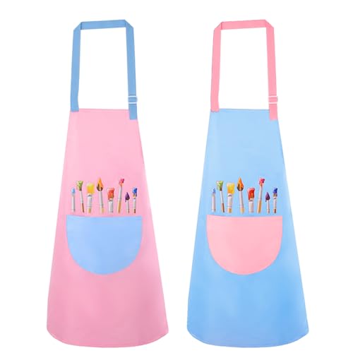 FdcZeyxior 2 Pack Kids Painting Apron Waterproof Children's Aprons Adjustable Girls Boys Bib Apron Kids Art...