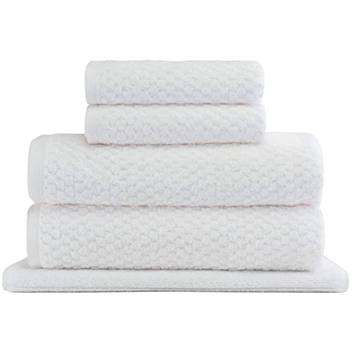 Jogo Toalhas de Banho com 5 peças de 500g/m² Fio Penteado de Algodão PREMIUM - Carré Branco