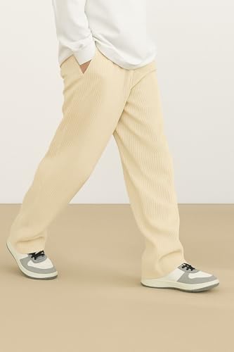Image of INKKR Men's Polyester Causal Lightweight Elastic Waist with Drawstring Comfortable Loose Fit Trouser Pant