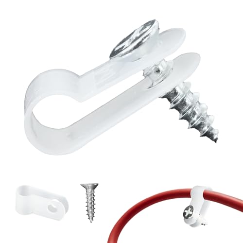 leruiyezs 100 Stück Kabelschellen Zum Schrauben R-Typ 6 4mm Aus Nylon Kabelklemmen Schraubbar Mit Schrauben Für Stromkabel Netzwerkkabel Leitungshalter Kabelkanal Ordnung Garage Haus Büro