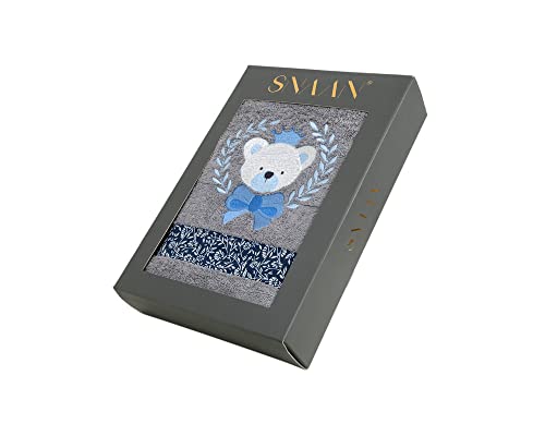 Image of SNAAN 600 GSM, Pure Combed Cotton Boy Teddy Bear Towels for | Ultra Soft, Super Absorbent Luxury Bath Towel with Attractive Cartoon Animal Design for, Boys & Girls (Grey)