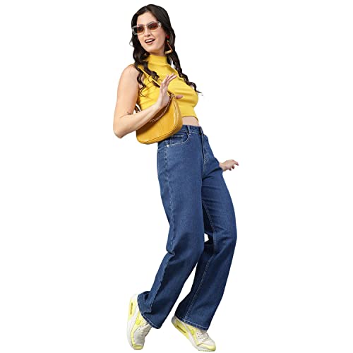 Image of KOTTY Women's High Rise Cotton Lycra Blend Ankle Length Relaxed Fit Jeans