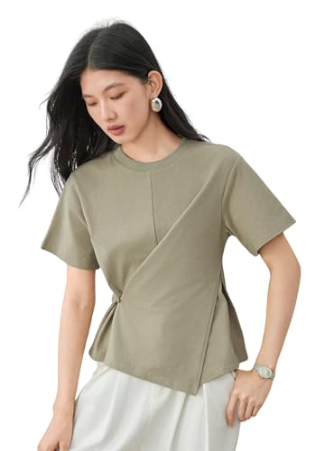 Image of Zilcon Woman Half Sleeve Round Neck Womens Tops Beach Vacation Fashion Clothes Casual Summer Spring Winter Fall Outfits Tops