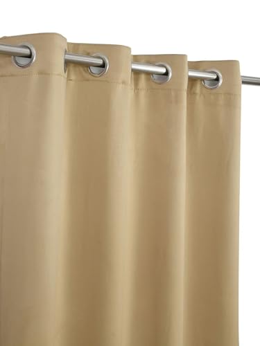 Image of 100% Blackout Curtains for Window- 4 Feet (Pack of 1) | Black Back Coated Fabric |Heat & Noise Insulation | Eyelet Curtains for Living Room & Bedroom |Gold