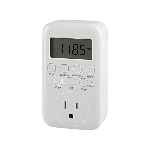 HBN Electricity Usage Monitor LCD Plug in Power Meter Digital Cost Watt/VA KWH/Hour Hz/PH Voltage Amp Meter, 9 Display Modes for Energy Saving, Watt Meter Outlet, Power Consumption Monitor