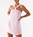 Women Y2K Halter Mini Dress Boho Sleeveless Cross Tie Up Backless Short Dress Aesthetic Printed Vacation Sundress (Pink, M)