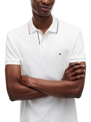 Image of Tommy Hilfiger Men's Short Sleeve Casual Polo Shirts in Slim Fit with Liquid Cotton and Cuff Designs