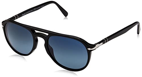 Persol 0PO3235S Lunettes de Soleil, Black/Blue Shaded, 55 Mixte