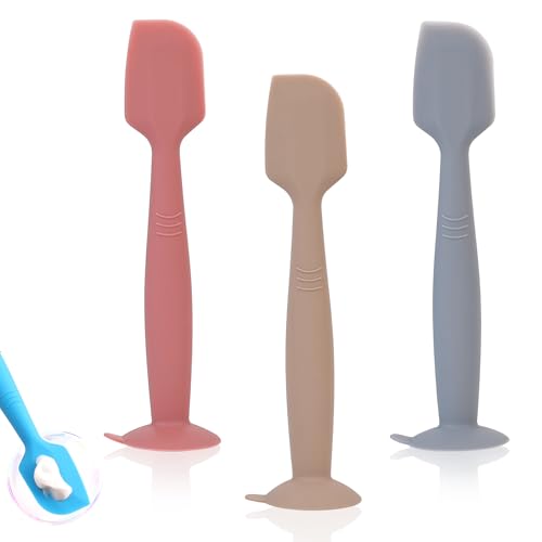 Image of babove Baby Diaper Cream Spatula Applicator 3 Pack Butt Paste Spatula Soft Silicone,Diaper Rash Cream Applicator, Baby Essentials Must Haves Newborn Stuff (Red Khaki Grey)