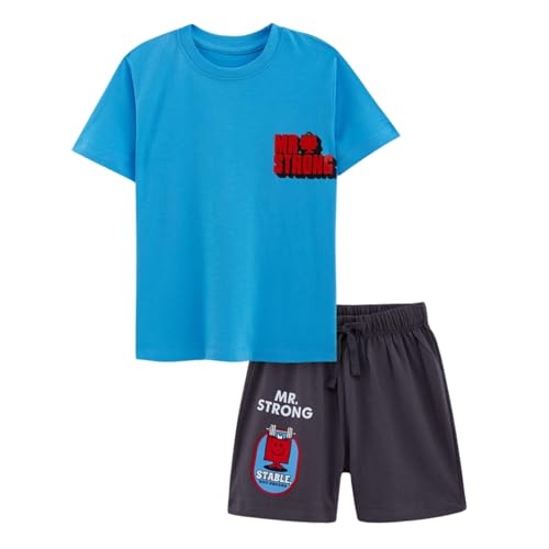 Image of Nap Chief Kids Pure Cotton Official Mr. Men Characters Boys & Girls Co ord Sets, T Shirt and Shorts for Casual Wear