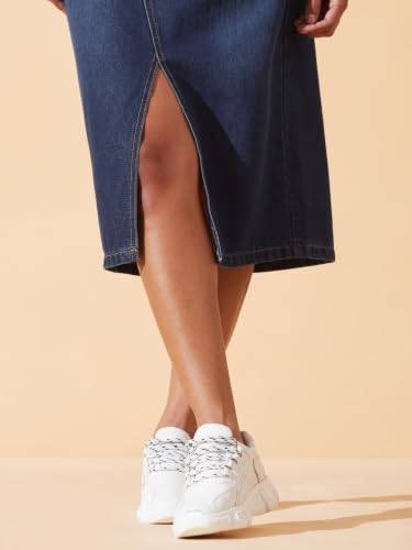 Image of Dolce Crudo Women's Flared High-Rise Stretchable Denim Maxi Skirt