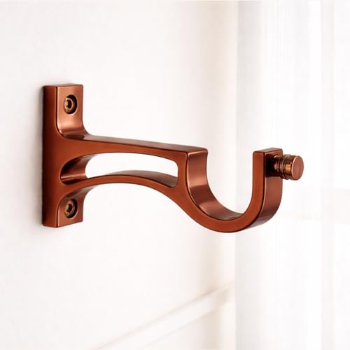 Image of Elite Aluminum Curtain Rod Brackets - Heavy-Duty Wall Mount Clamps for Curtain Rod Support for Door and Window Curtain Rods with Screw and Wall Plug - Pack of 2PCS (Rose Gold ARC)