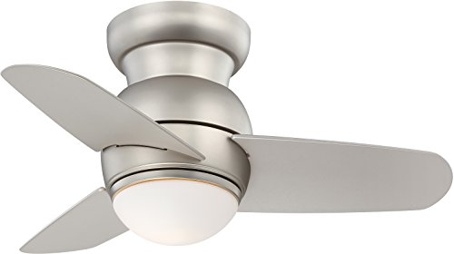 Minka-Aire F510-BS Flush Mount, 3 Silver Blades Ceiling fan with 30 watts light, Brushed Steel