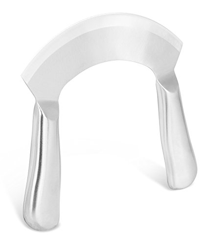 Internet’s Best Stainless Steel Mezzaluna Knife - 7 Inch Blade - Mincing Rocking Vegetable Chopper - Cook Chef Slicing Utensil