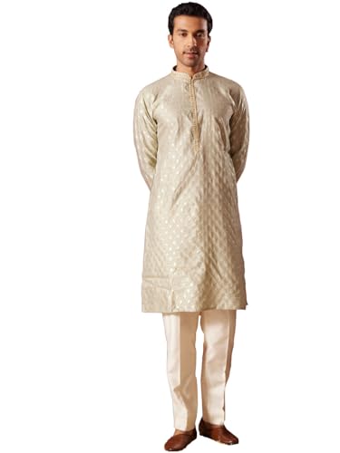 Image of VASTRAMAY Men's Silk Blend Kurta and Pyjama Set