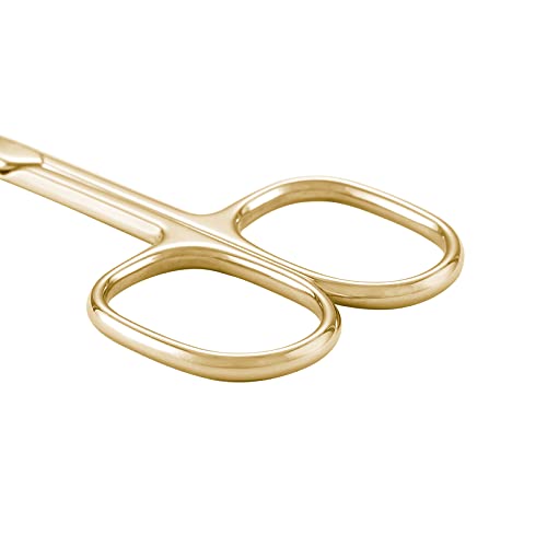 Livingo Stainless Steel Cuticle Nail Scissors, Premium Sharp Curved Blade Multi-Purpose Sharp Cuticle Eyebrows Manicure Pedicure Beauty Grooming Scissors With Case, 3.5” Gold #TOP3
