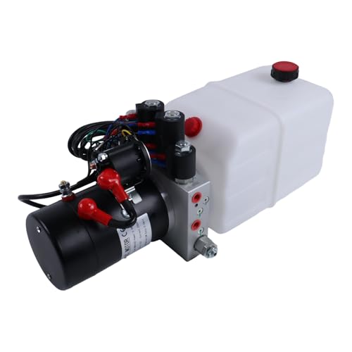 Image of HOLDWELL 6 Quart 12V Dual-Double Power-Up Power-Down Acting Hydraulic Pump 2.0 GPM Hand Held endant with 15-foot Removal Cord and Start Solenoid