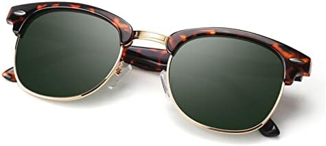 Polarized Sunglasses Men Women,Semi Rimless Retro Shades UV400 Protection